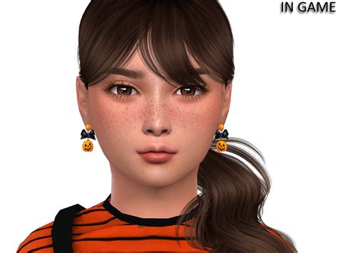 The Sims Resource - Halloween Pumpkin Earrings for children