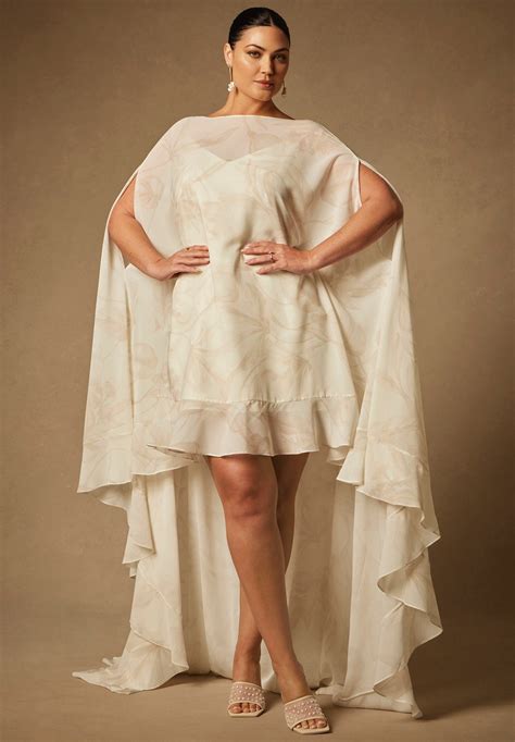 Bridal Mini Dress with Cape Overlay - Wedding Style, Bridal Tonal