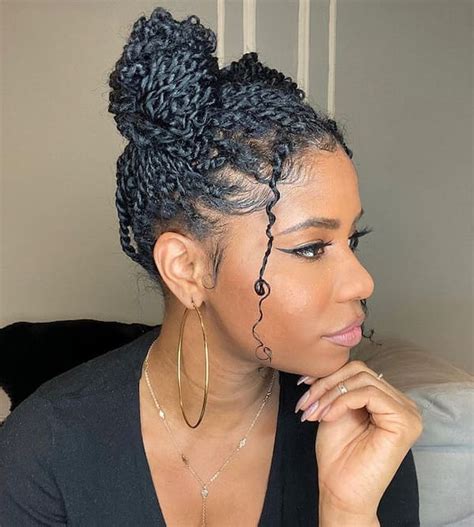 classy micro twist braid hairstyles  black women