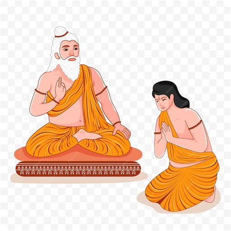 Vector illustration of guru and shishya on png background for festival