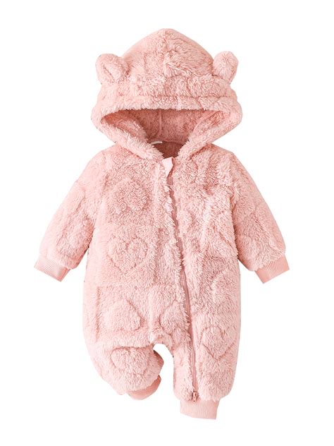 ZINTAOZT Newborn Baby Boy Girl Cartoon Bear Snowsuit Winter Furry Coat
