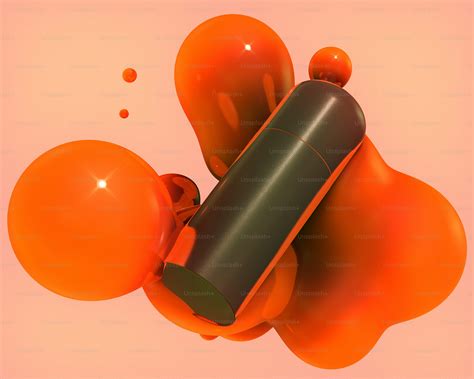 A black cylinder surrounded by orange shapes. photo – Product Image on