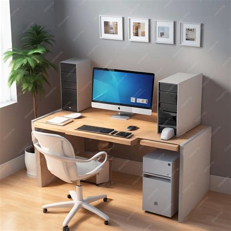 Premium Photo | 3d computer office