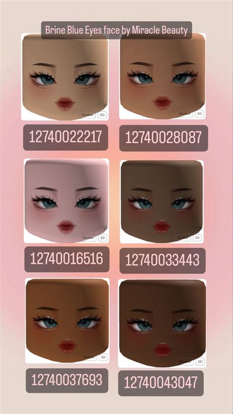 Roblox Face Codes - Credits to Miracle Beauty | Cosas gratis, Trajes de ...