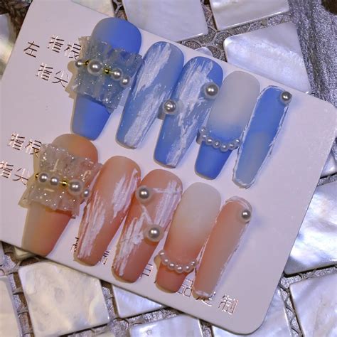 Trendy Blue And Nude Nails In - Dreamall