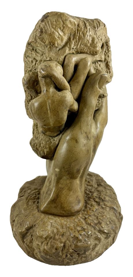 Erotica Stone Sculpture Two People Embracing in a Passionate Kiss in