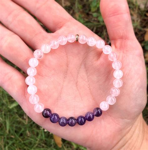 Amethyst Rose Quartz Bracelet 6mm Love Yourself Bracelet | Etsy