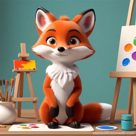 Fluffy Fox's Pixar-Style Masterpiece | Stable Diffusion Online