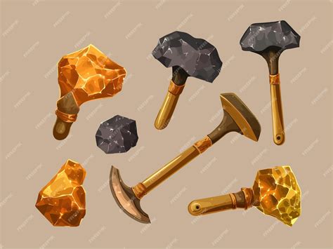 Premium Vector | Set of pickaxe gold and minerals isolated on ...