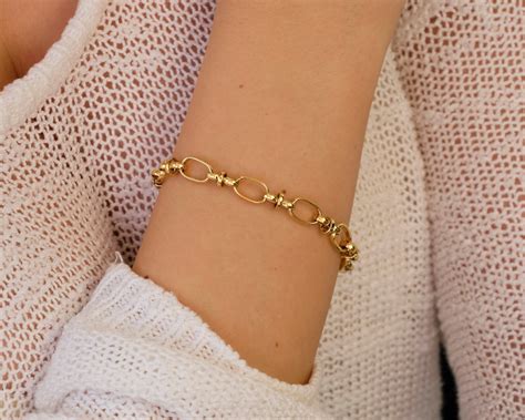 Gold Chain Bracelet for Women Link Chain Bracelet Gold | Etsy