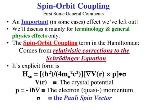 PPT - Spin-Orbit Coupling PowerPoint Presentation - ID:1011211