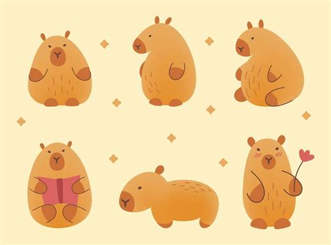 cute hand draw capybara set  beige backgroundchildishkids print