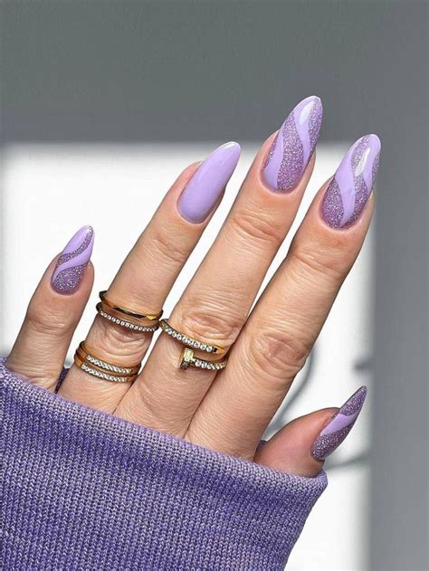 Purple Stiletto Nails, Purple And Silver Nails, Light Purple Nails ...