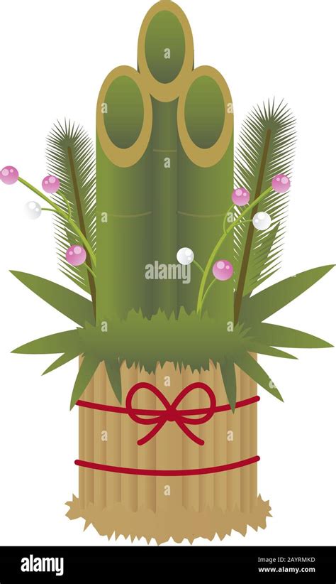 kadomatsu japanese pine  bamboo decoration illustration