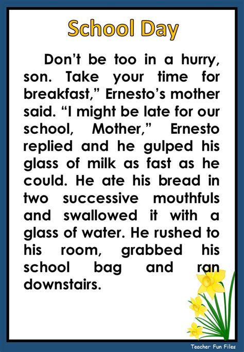 teacher fun files english reading passages