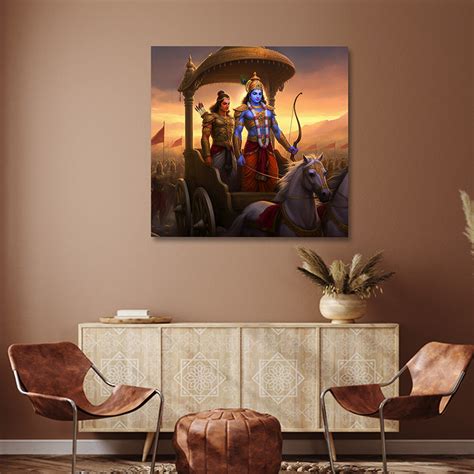 krishna arjuna rath painting mahabharata krishna canvas wall art