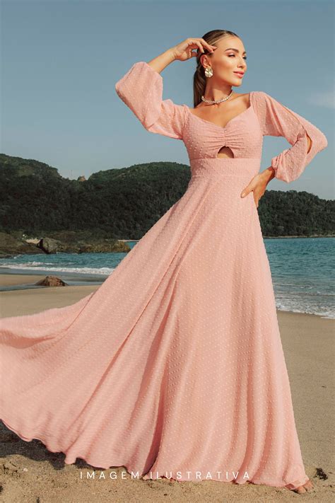 Vestido de festa Vestido de Festa Rosa Nude Longo Camila | Ladydress