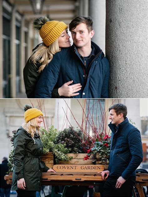 Covent Garden London winter engagement photoshoot: Tim and Samantha