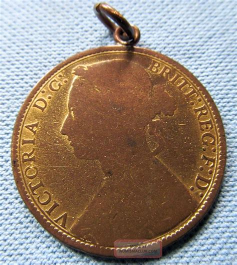 1800s Queen Victoria Bronze Penny Love Token Engraved " Ab 1905