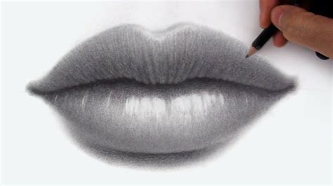 How to Draw + Shade Lips in Pencil - YouTube