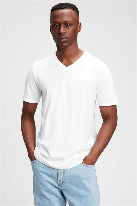 buy gap white  neck classic  cotton short sleeve  shirt