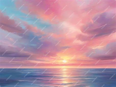 Desenho de pôr-do-sol brilhante nascer do sol Céu nas cores rosa e azul