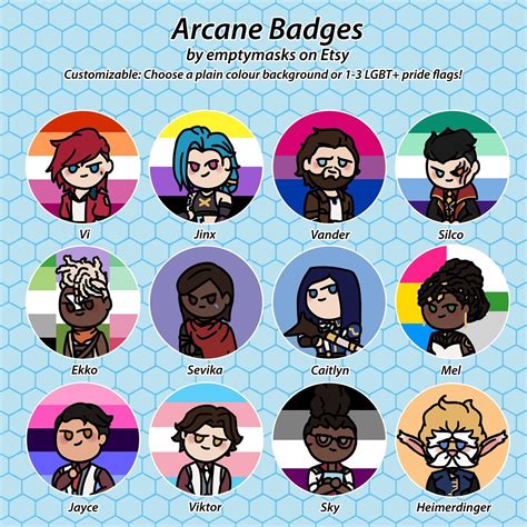 Arcane LGBT Badges Vi Jinx Vander Silco Ekko Sevika - Etsy Israel