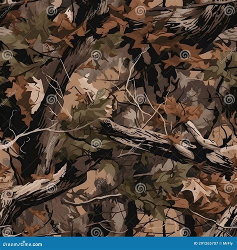 Realistic Camouflage Seamless Pattern. Hunting Camo For Cloth, Weapons