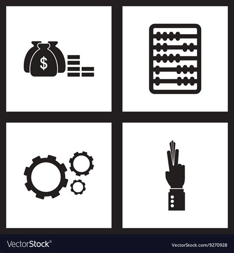 Concept flat icons in black and white economy Vector Image