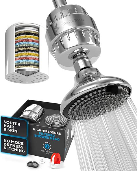 SparkPod 23-Stage Filtered Shower Head with 3 Spray Settings - High