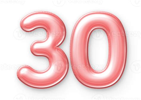 30 Number Balloon Pink 24652385 PNG