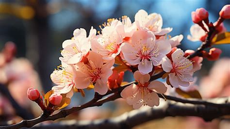 Premium Photo | Pink japanese cherry blossom on creamy background