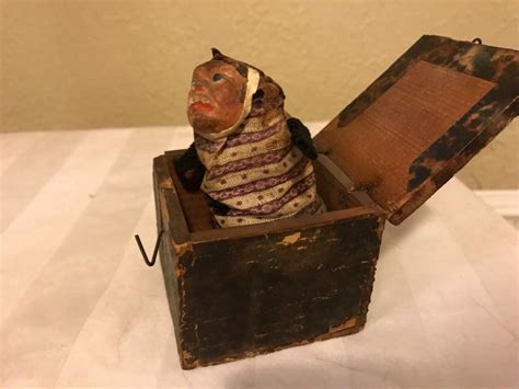 Antique Vintage Very Old Wooden Jack In The Box Toy | #1921932272