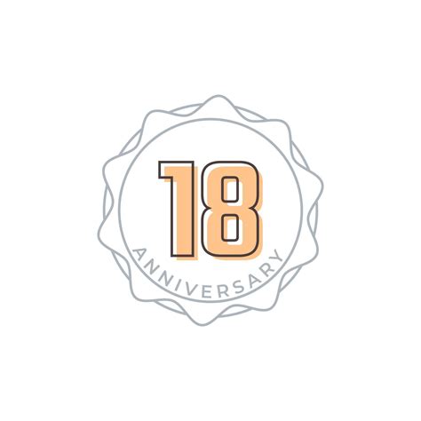 Insignia de vector de celebración de aniversario de 18 años. saludo de