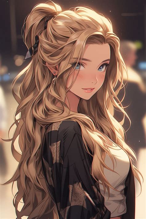 anime girl  long blonde hair  blue eyes