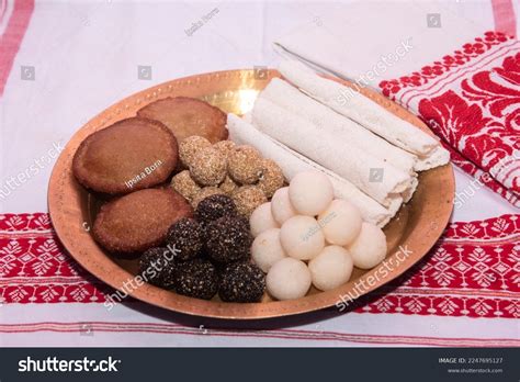 display traditional food  bihu festival stock photo
