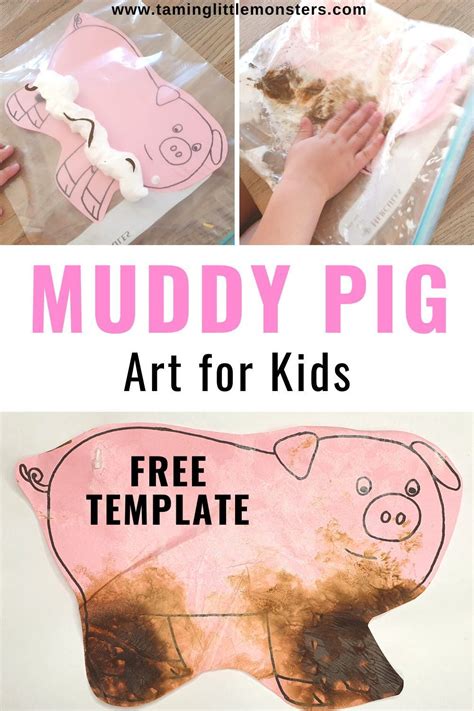 Muddy pig art for kids. A fun process art activity for toddlers and ...