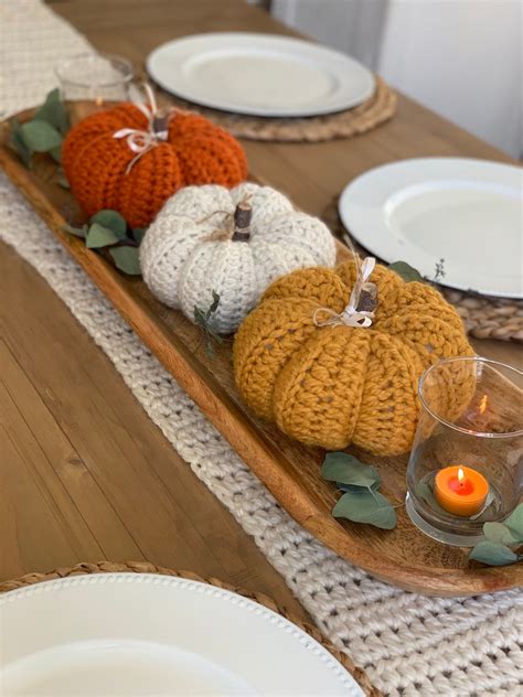 Decorative Pumpkins Mini Pumpkin Pumpkin Stacked Pumpkins Crocheted ...