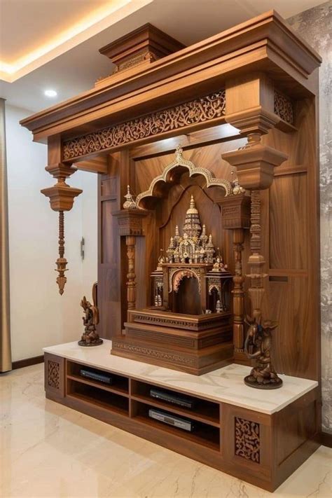mandir custom  tv mandir unit tv unit  temple wooden temple
