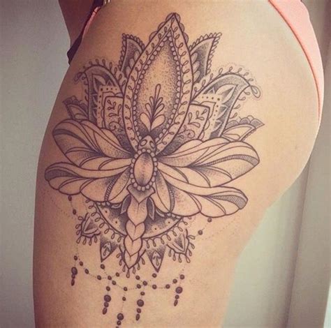 Lotus Flower Thigh Tattoos