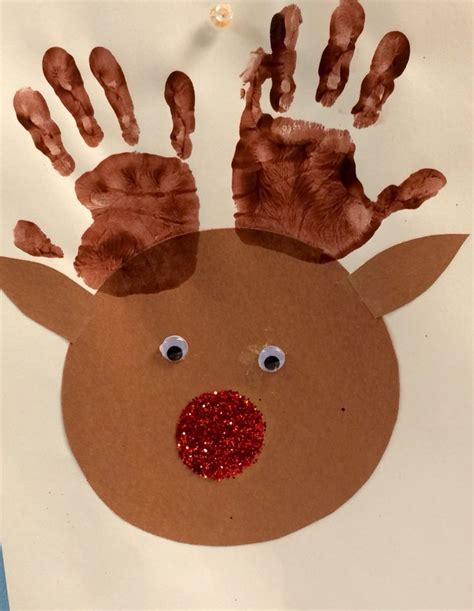 Preschool crafts. Handprint. Reindeer. Rudolph. Winter. Holiday ...