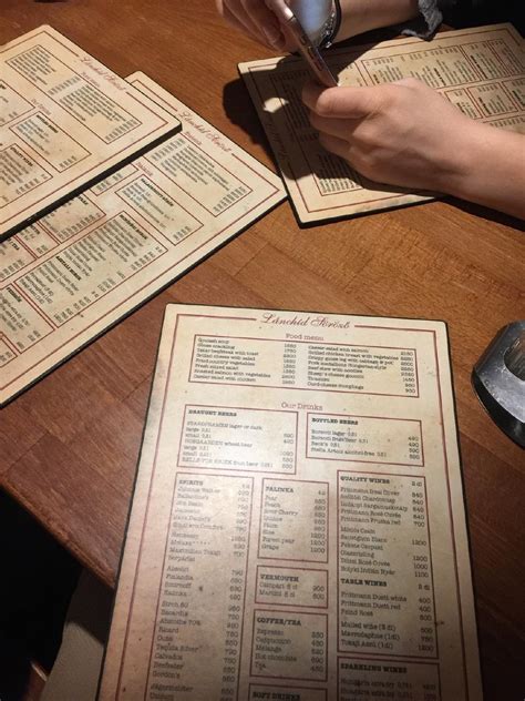 Menu at Lánchíd Söröző restaurant, Budapest