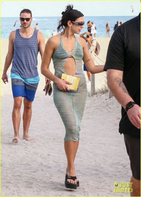 Photo: dua lipa wears cut out dress during beach day in miami 80 ...