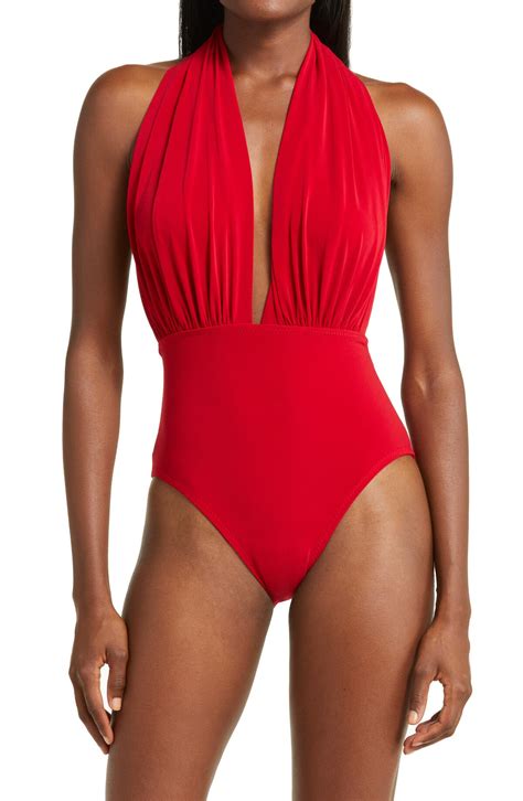 Popular Designer Red One Piece Norma Kamali Swimwear | Editorialist
