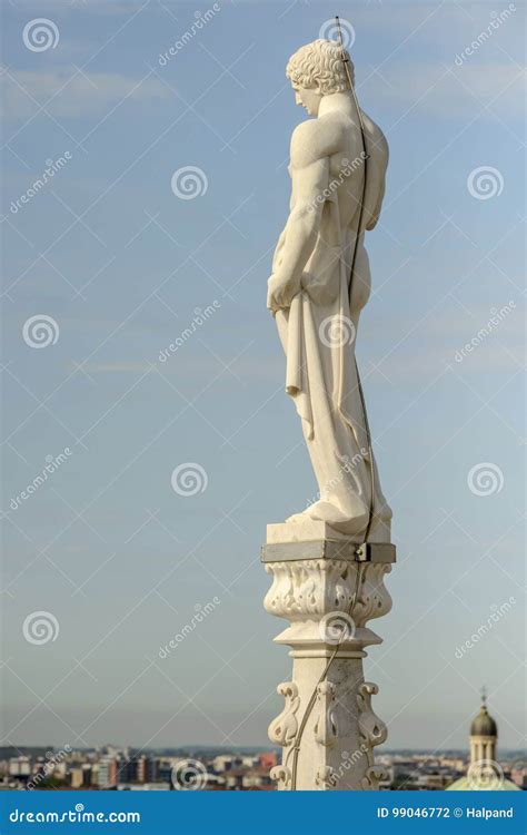 Marble Statue on Pinnacle at Cathedral, Milan, Italy Stock Photo ...