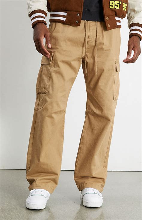 pacsun khaki cotton baggy cargo pants pacsun
