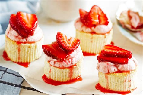 Strawberry Mousse Angel Cakes