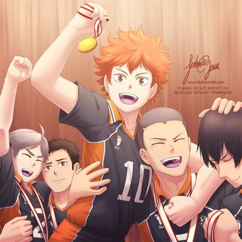 Champion Hinata Shouyou and Karasuno Team with Medals