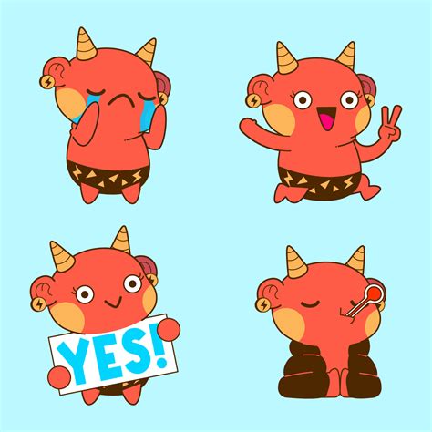 cute demon drawing, cute demon sticker vector set 7632024 Vector Art at
