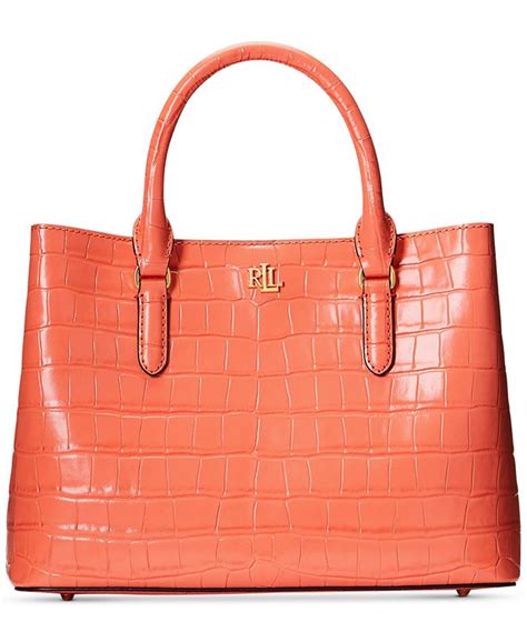 Lauren Ralph Lauren Embossed Leather Medium Marcy Satchel - Macy's